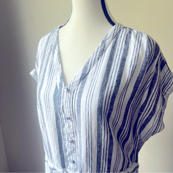 Time and Tru | Shirt Dress | XL | White with Blue stripes, drawstring waist - Picture 1 of 4